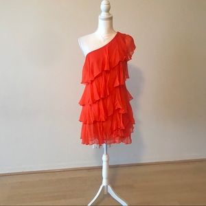 Orange 100% silk Halston Heritage dress size 4